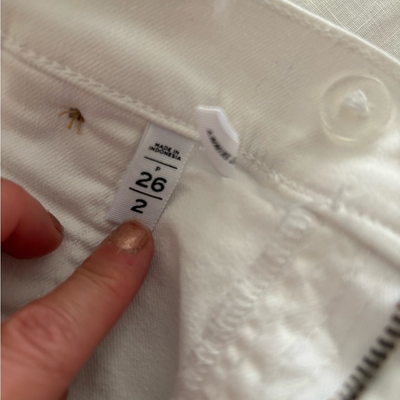 LOFT High Rise White Jeans with Button Detail - Picture 4 of 6